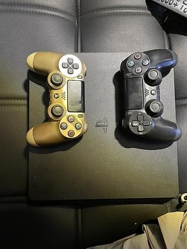 Видео оюндар жана приставкалар: PlayStation 4 Slim с двумя беспроводными геймпадами DualShock 4. В — 2