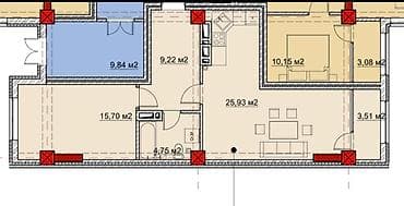 2 комнаты, 60 м², Элитка, 5 этаж, Готовая ПСО (под самоотделку)