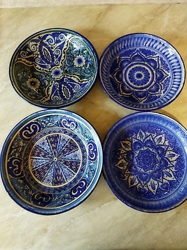 lunch box: Риштанская голубая керамика авторская ручная работа! Чаша для фруктов — 8