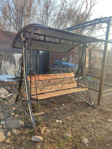 Садовые качели Металл, Со спинкой, С крышей