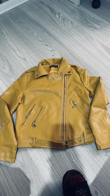 желе: Женская косуха горчичного цвета. - Материал: искусственная кожа — 3