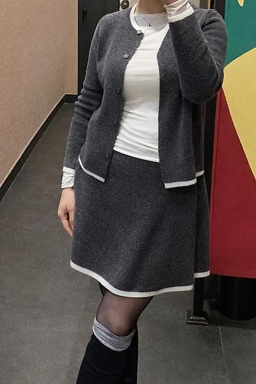 Костюм с юбкой, Модель юбки: Тюльпан, Мини, Блузка, Футболка, Китай, M