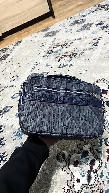 сумочка клатч: Мужская сумка через плечо Dior, темно‑синяя Состояние как новое! — 5