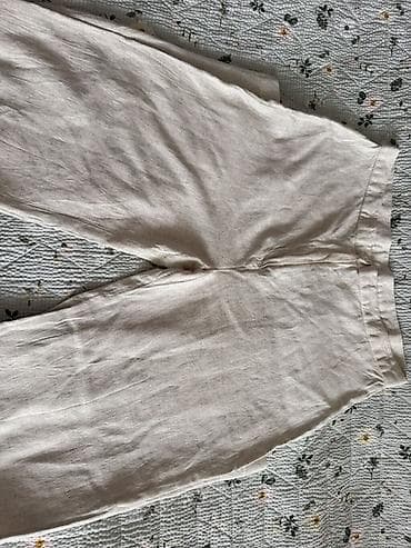 маткриалы брючные: Льняные широкие брюки бежевого/натурального оттенка. - Материал — 1