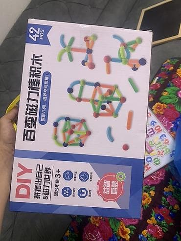 Магнитный конструктор DIY, 42 детали - Набор разноцветных палочек и