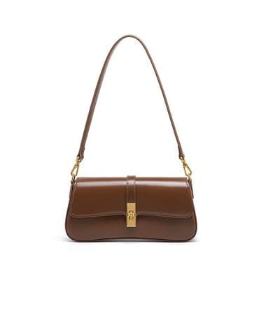 портфель для документов: Женская сумка на плечо/кросс-боди, коричневая - Формат: удлинённая — 2