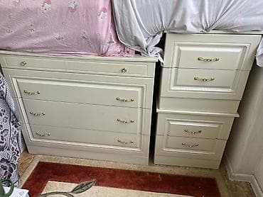 Спальный гарнитур, Новый, Двуспальная кровать, Комод, Тумба, Дерево, Самовывоз, Платная доставка, цвет - Бежевый