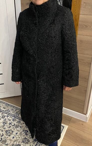 шуба кроликовая: Шуба, Каракуль, По колено, 2XL — 1