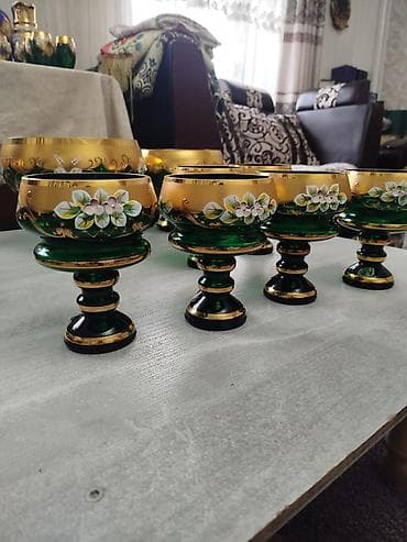 тез арада: Продам новую редкую чешскую посуду богема синее стекло изумрудный — 10