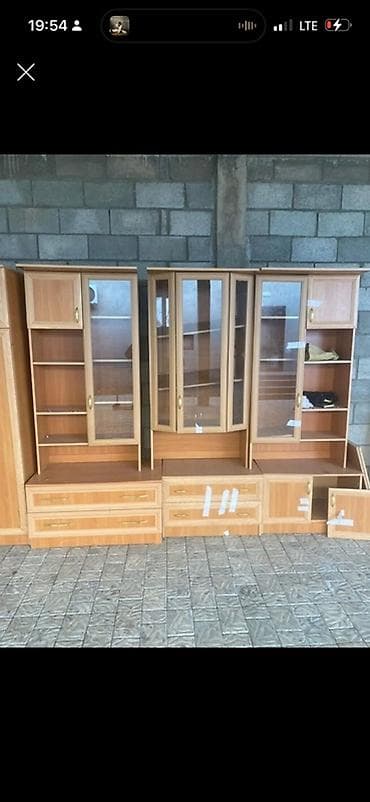 Гарнитур для зала, Тумба под ТВ, ДСП, цвет - Бежевый