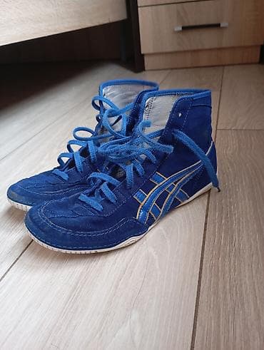 размер 39 обувь: Борцовки Asics, синие с жёлтыми акцентами. - Назначение: спортивная — 4