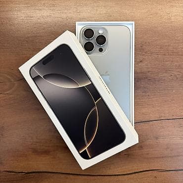 Техника жана электроника: IPhone 16 Pro Max, Колдонулган, 256 ГБ, Natural Titanium, Коргоочу айнек, Каптама, Кабель, 91 % — 1
