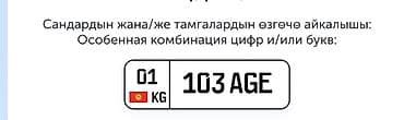 Транспорт: Индивидуальные автомобильные госномера (Киргизия, регион 01) с особыми — 1