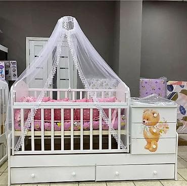 Детская кровать трансформер, Другой тип, цвет - Белый at lalafo.kg Детская кровать трансформер, Другой тип, цвет - Белый