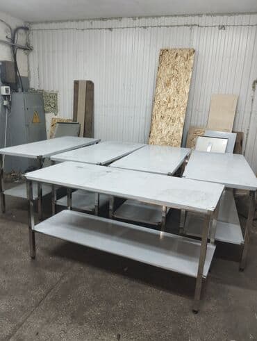 Посуда и кухонный инвентарь: Столы нержавейка 150х60 толщина листа 0.9 мм столешница полка ножки — 1