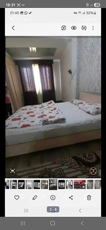 дордой рынок квартира: 2 комнаты, Без подселения, С мебелью полностью — 3