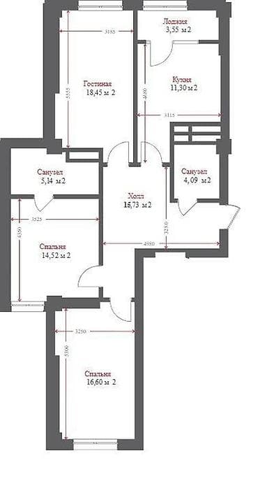 Батирлер: 3 бөлмө, 90 м², Элитка, 15 кабат, ПСО (өзү оңдоп түзөтүп бүтүү үчүн) — 3