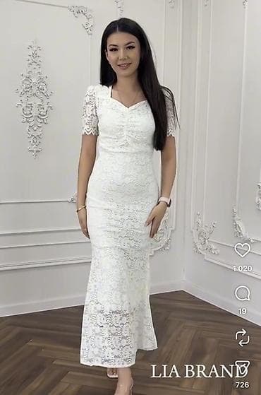 Ажурное белое платье миди/макси б/у Одевала 1 раз на торжество, в — 1