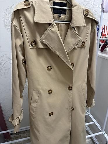 белый тренч: Плащ, Тренчкот, Двубортная модель, XL — 3