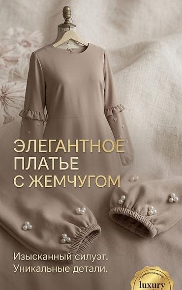 женская бу обувь 38 размера: Элегантное платье с жемчугом - Нежный бежевый оттенок, лаконичный — 1