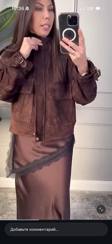 Жеке буюмдар: Женская куртка из замши, цвет глубокий шоколад.16000 мин сомго — 4