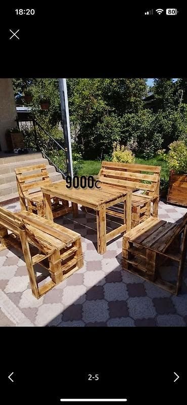 уголок стол: Комплект садовой мебели, Стол, Дерево — 6