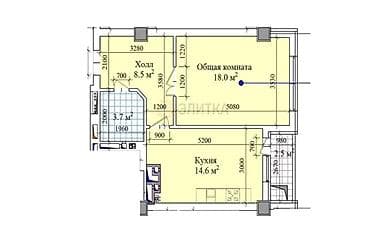 Квартиры: 1 комната, 47 м², Элитка, 6 этаж, Готовая ПСО (под самоотделку) — 5