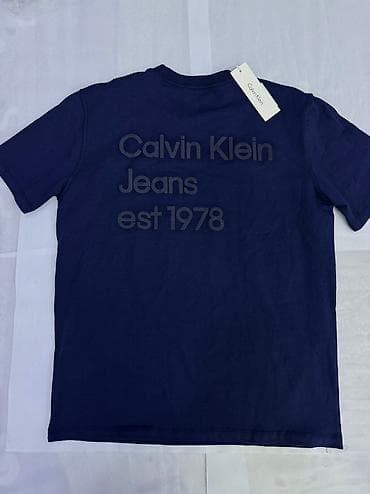 Мужская футболка, 2XL, S, M, Calvin Klein, Новый, цвет - Синий, Самовывоз