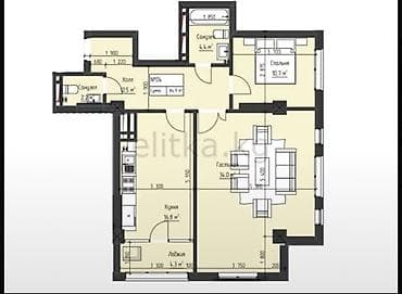 Недвижимость: 2 комнаты, 85 м², Асанбай мкр Элитка, 4 этаж, ПСО (под самоотделку) — 2