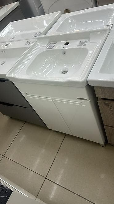 раковина для ванной с тумбой: Тумба для ванны, С раковиной, Другой материал, цвет - Белый — 1