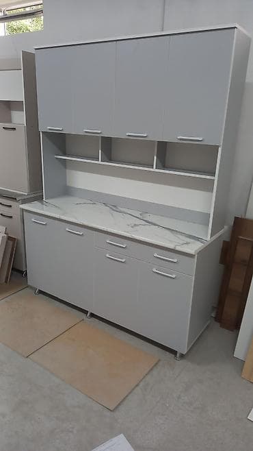 Эмерек гарнитурлары: Кухонные гарнитуры со столешницей под мрамор - Компактный линейный — 4
