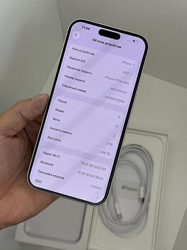 обмен на электро: IPhone 17 Pro Max, Б/у, Серебристый, Кабель, Коробка, 100 % — 4