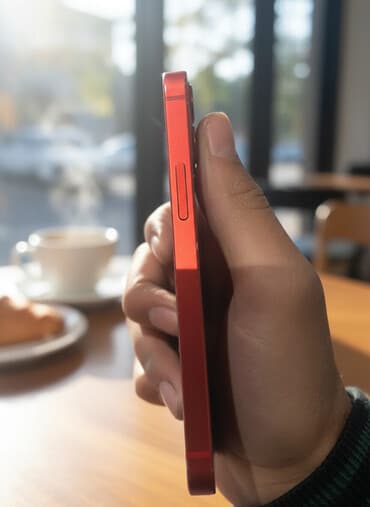 купить сим карту с красивым номером: IPhone 12 mini, Б/у, 128 ГБ, Красный, Чехол, 75 % — 1