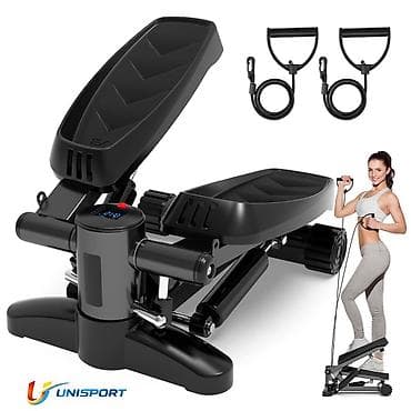 степперы: Мини-степпер UNISPORT с эспандерами и LCD-дисплеем - Компактный — 1