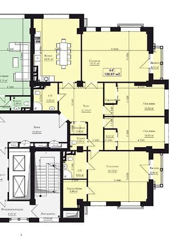 жк южный ихлас: 4 комнаты, 181 м², Элитка, 10 этаж, Готовая ПСО (под самоотделку) — 4