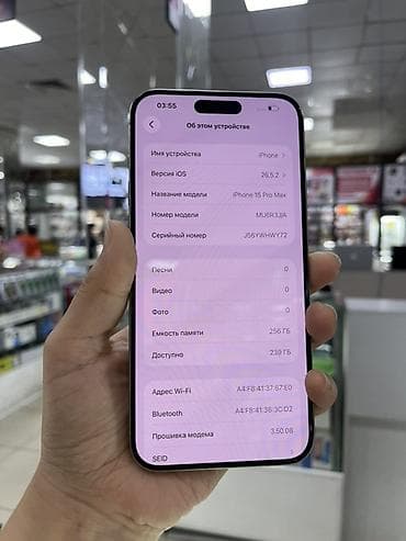 IPhone 15 Pro Max, 256 ГБ, цвет светлый (Titanium). На экране — 3