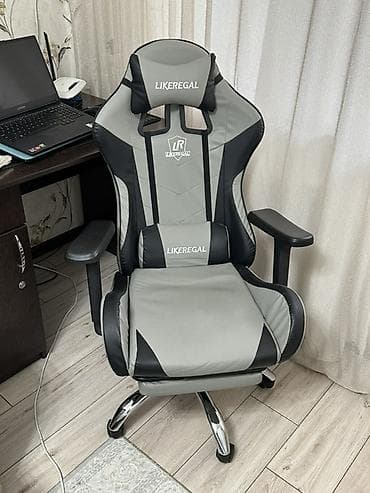 Игровые кресла: Игровое кресло, Новый, С колесиками, цвет - Серый, Экокожа — 1