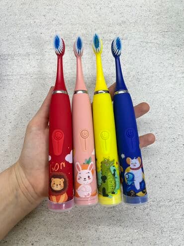Детская электрическая зубная щетка + в комплекте 8 насадок + шнур для