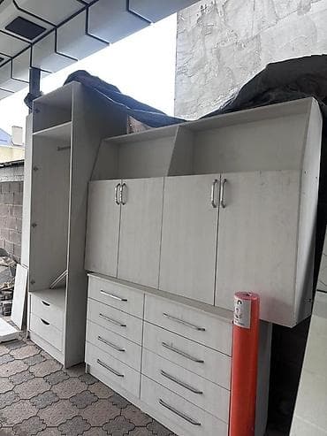 Спальные гарнитуры: Спальный гарнитур, Б/у, Двуспальная кровать, Кыргызстан, ДСП, цвет - Белый — 4