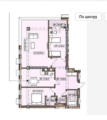 3 комнаты, 118 м², Элитка, 14 этаж, Готовая ПСО (под самоотделку)