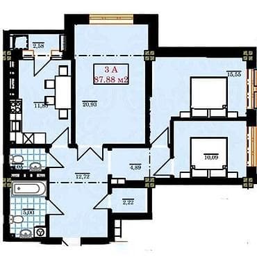 Продажа квартир: 3 комнаты, 87 м², Элитка, 14 этаж, Готовая ПСО (под самоотделку) — 3