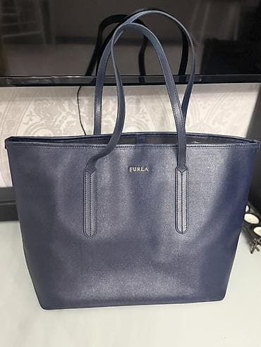 Сумка-тоут Furla, темно-синяя - Модель: классический тоут с двумя