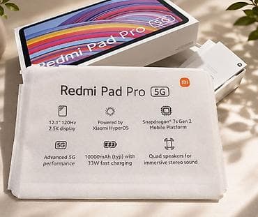 Планшет, Redmi, 12" - 13", 5G, Б/у, Классический цвет - Черный