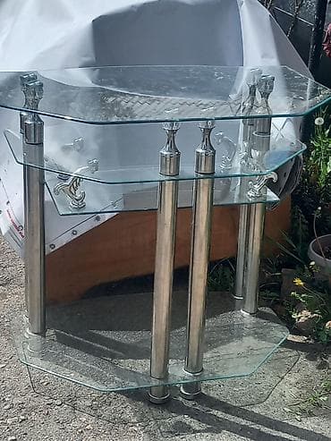 журнальный столь: Тумба и подставка для телевизора, Напольная, Стекло, цвет - Серебристый — 1