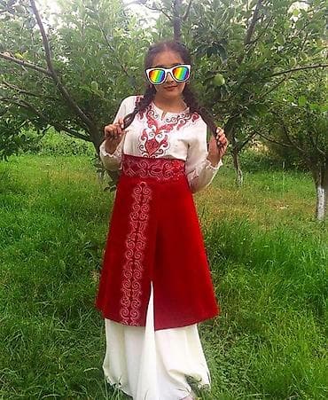 национальное: Детское платье, цвет - Белый, Б/у — 1