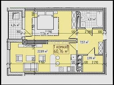 жд: 2 комнаты, 60 м², Элитка, 3 этаж, Готовая ПСО (под самоотделку) — 2