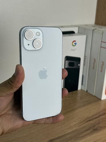 iphone 10: IPhone 15, Б/у, 256 ГБ, White Titanium, Чехол, Защитное стекло, Кабель, 90 % — 1