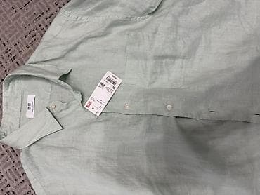 Мужская рубашка, XL, Uniqlo, Новый, цвет - Зеленый