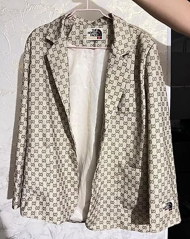 гучи кепка: Пиджак с монограммным принтом GG. - Цвет: бежевый с повторяющимся — 2