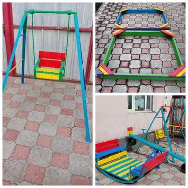 детские домики бишкек: Домикигорки качели, скамейки комплект две скамейки и один стол — 6